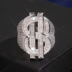 Cash Ring Moissanite Silver S925 + Rhodium Passes Diamond Tester
