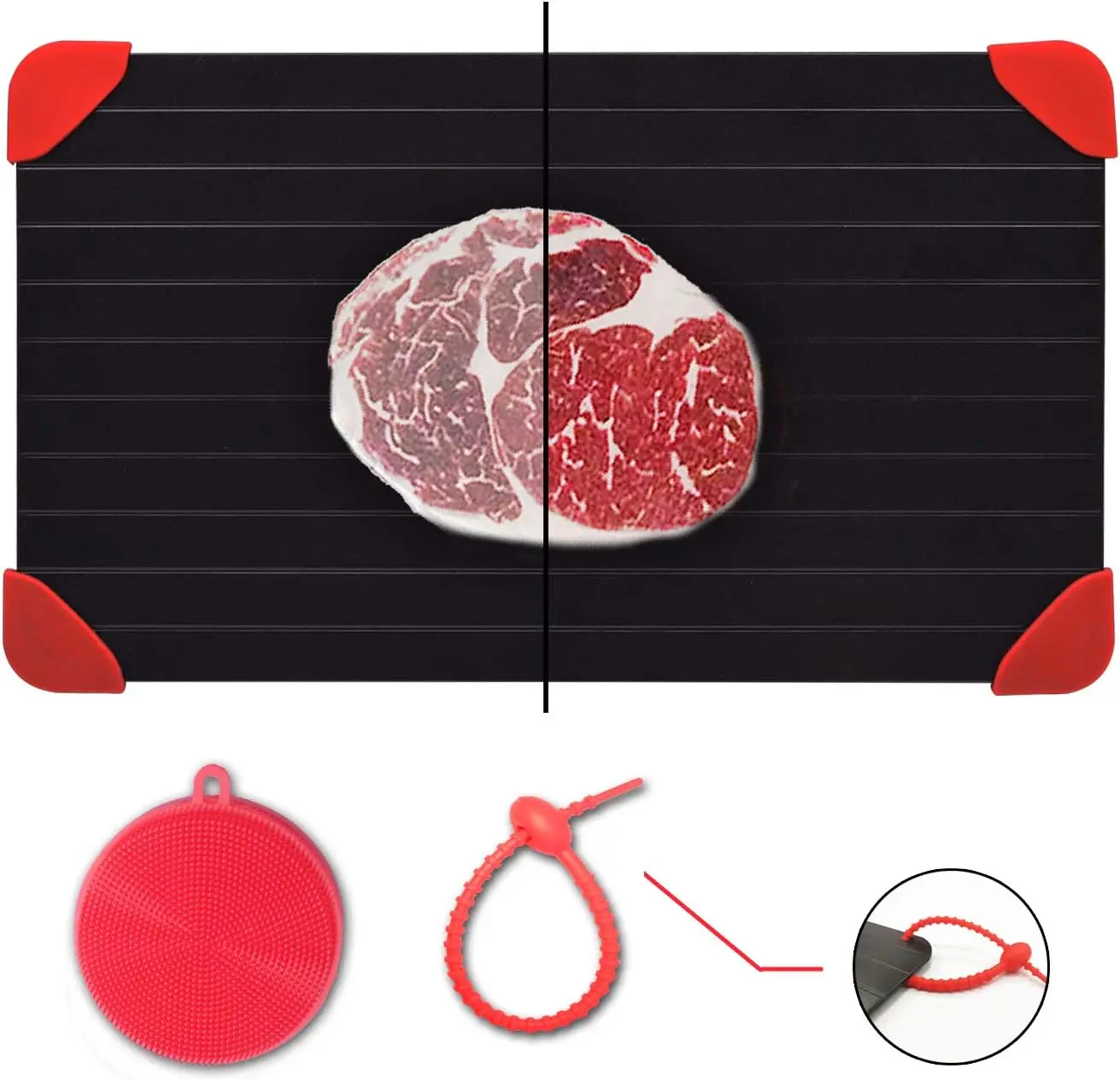 Defrosting Tray for Frozen Meat Rapid and Safer Way of Thawing Food Large Size Defroster Plate Thaw by Natural Heating A Pack with 14×8in