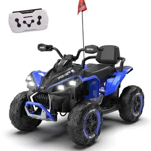 24V Kids Ride On Electric XXXL ATV with Parents Control, 4-Wheel Shock Absorbers, English Storytelling, Music, Lights, USB, MP3, Power Display, Bluetooth, 1.24-3.73MPH Speeds