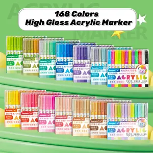 High Gloss Acrylic Markers,1mm  Bullet Nib Acrylic Paint Pens,Bright Colors,Big Capacity ink,Wide Range of Uses,For Rock Painting, Canvas, Wood, Glass, Ceramic, Fabric, Plastic, Egg, Art Painting Supplies Kit, Drawing Markers