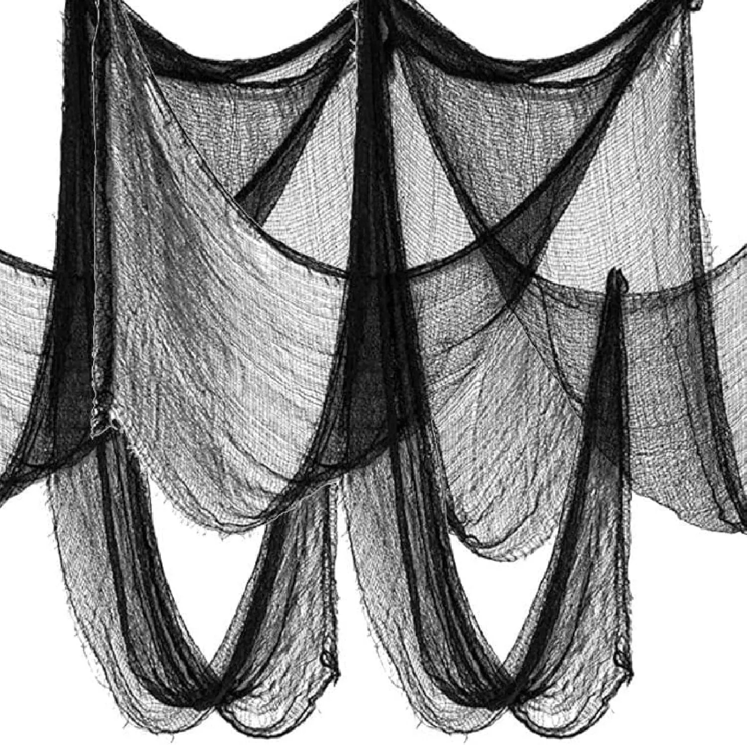 6-Pack Black Creepy Cotton Cloth, 30x72 in Halloween Home Decor - Spooky Fabric for Haunted House, Party