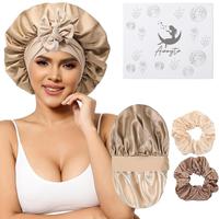 Brown-Champagne Bonnet + 2Pcs Scrunchies	
