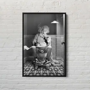Albert Einstein Bathroom Canvas Art: Funny Toilet Humor Decor
