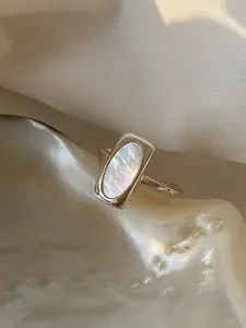 Elegant Geometric Shell Design Adjustable Ring, Trendy Fashion Accessory for Women, Versatile Daily Wear Jewelry