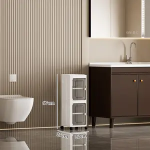 5-Tier White Collapsible Storage Bins with Lids and Wheels, Stackable Plastic Organizer for Living Room, Office, Dorm