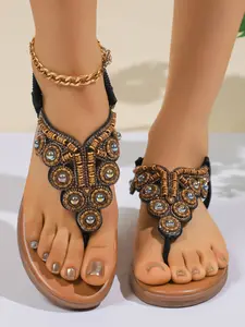 Latest Roman Bohemian Flat Sandals, Women's Comfortable Slip-On Shoes, Stylish Casual Footwear for Daily Wear & Travel