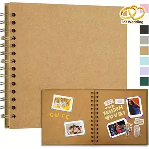 40 Page 7x7 Inch Blank Spiral Notebook, Leather Cover, Hardcover, Modern Style DIY Memory Album, Perfect Souvenir, Wedding, Birthday Party Book