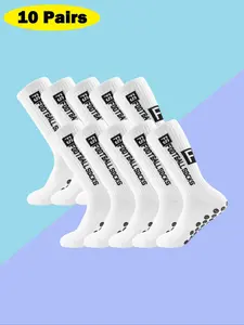 Men's Printed Non-slip Athletic Socks, Breathable Comfortable Thick Padding Sports Socks for Basketball, Football, Sports Socks for Men