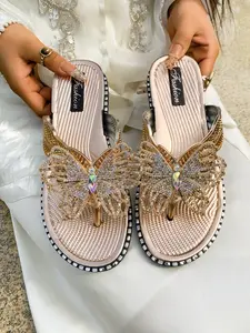 Elegant Butterfly Rhinestone Sandals, Open Toe Design for Comfortable Wear, Perfect Match for Denim & Dresses, Stylish Footwear