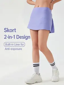 Molitree Womens Cotton Linen Skorts Casual Cute A-Line Mini Skirts with Ruffle Inner Waistband Athletic Shorts Activewear