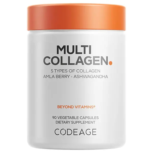 Codeage Multi Collagen Peptides Protein Capsules, 5 Collagen Types, Grass-Fed & Hydrolyzed Bovine Collagen Pills Supplement, Ashwagandha, Amla Berry Vitamins, Collagen Peptides - 90 Capsules