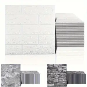 35-Pack Wall Brick Stickers, Foam Brick Wallpaper, Self-Adhesive Ceiling Wall Decals, Easy Peel, Clean, Cut, for Kitchen, Living Room, Bathroom, Hallway