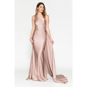 One-Shoulder Satin Fitted Dusty Rose Evening Dress AC387DR