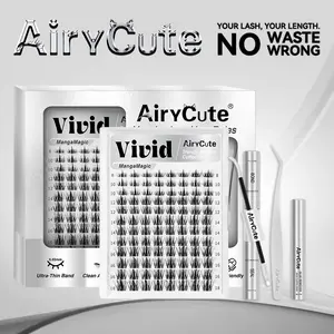 Vivid | AiryCute Stunning Everyday Manga Inspiration | Elevate your Gaze | Luxury Manga Effect | Feather-Light, Waterproof, Long-Lasting Lashes | Fashion Wet Look | Beginner-Friendly DIY Lashes, Voluminous, Salon Quality | Lightweight and Comfortable