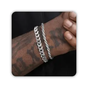 Mens Bracelet Silver Bracelets for Men Boyfriend as Stainless Steel Bracelet Boys Bracelets, Silver Cuban Link Bracelet for Men as Waterproof Silver Bracelet Men Jewelry Men Accessories