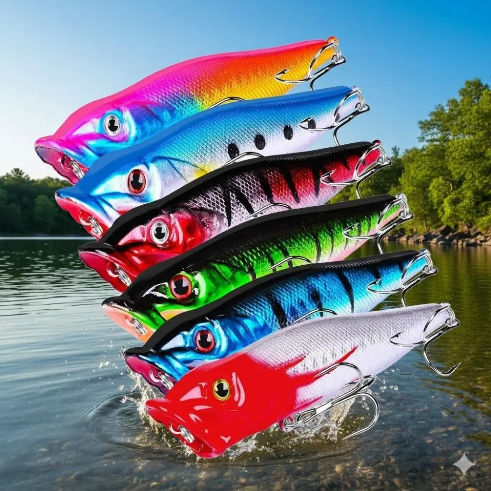 Multicolor Topwater Walking Lure Kit for Bass Zander Fishing, Floating Wobbler Bait with High-Vis Design, Saltwater Freshwater Universal Tackle