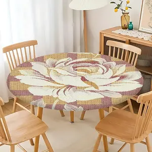 Elegant Elastic Round Tablecloth, Easy Installation & Cleaning, Reusable Multiple Sizes, Indoor Outdoor Patio Use, Holiday Wedding Birthday Decor