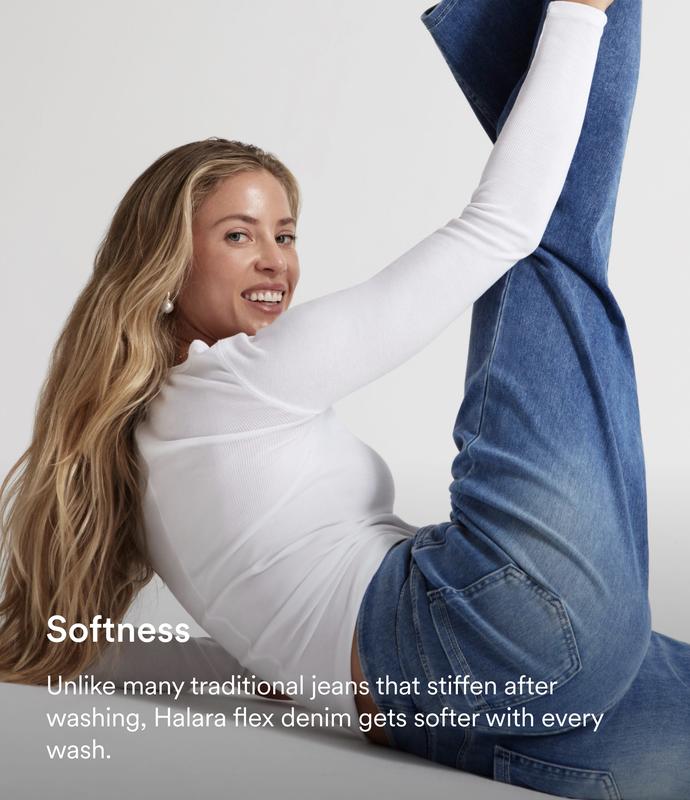 【Creator‘s Pick】Halara Flex High Waisted Pockets Baggy Wide Leg Washed Casual Jeans