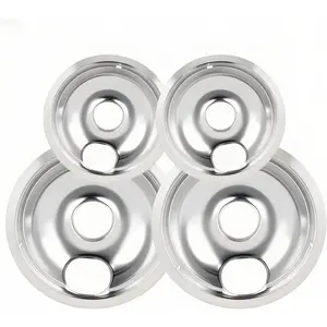 Chrome Stove Drip Pans Replacement Compatible for Most Plug-in Electric Ranges, Silver, Includes 2 * 6in and 2 * 8in Drip Pans