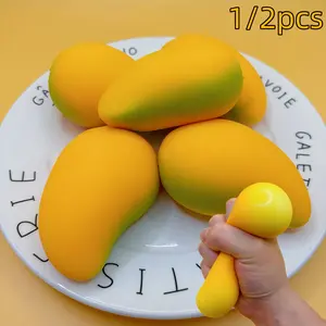 1/2pcs，Simulation Mango Slow Rebound Stress Ball, Ultra Soft Finger Toy, Anxiety Relief, Trendy Mango Squeeze Toy, Soft Healing, Pressure Relief, Immersive Asmr