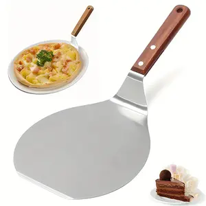 13-Inch Stainless Steel Pizza Spatula with Wooden Handle - Durable & Heat Resistant - Perfect for Cakes, Pizza & Baking - Ideal Kitchen Tool - Great Gift for Bakers & Home Cooks