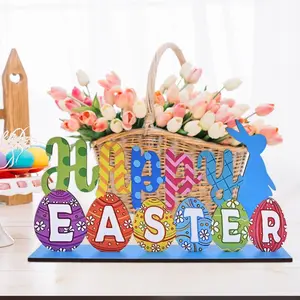 Easter Basket Ornament, 1 Count Colorful Easter Egg Letter Decor, Happy Easter Decoration, Home Decor for Living Room Bedroom Dining Room