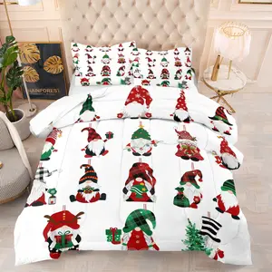 Christmas Dwarf Quilt Set, a soft and comfortable bedding set suitable for family bedroom holiday decoration,Includes 1 Quilt and 1 or 2 pillowcases without core,a gift for family and friends