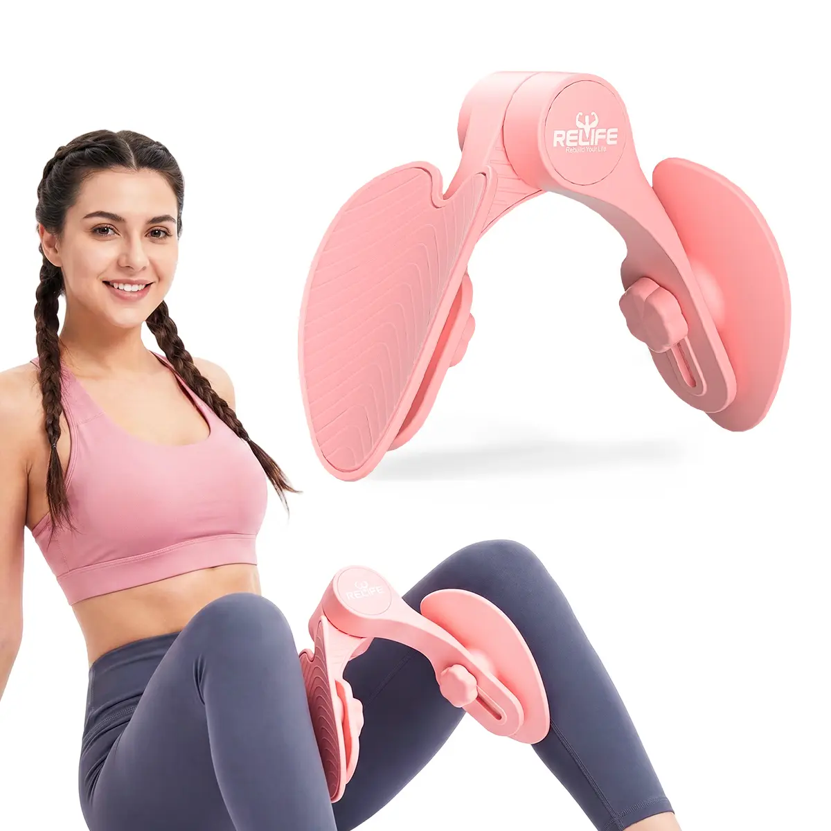 RELIFE Thigh Trainer - Portable Inner Leg Training Equipment with Non-Slip Pads, Home Gym Sit Workout Strength Training Machine