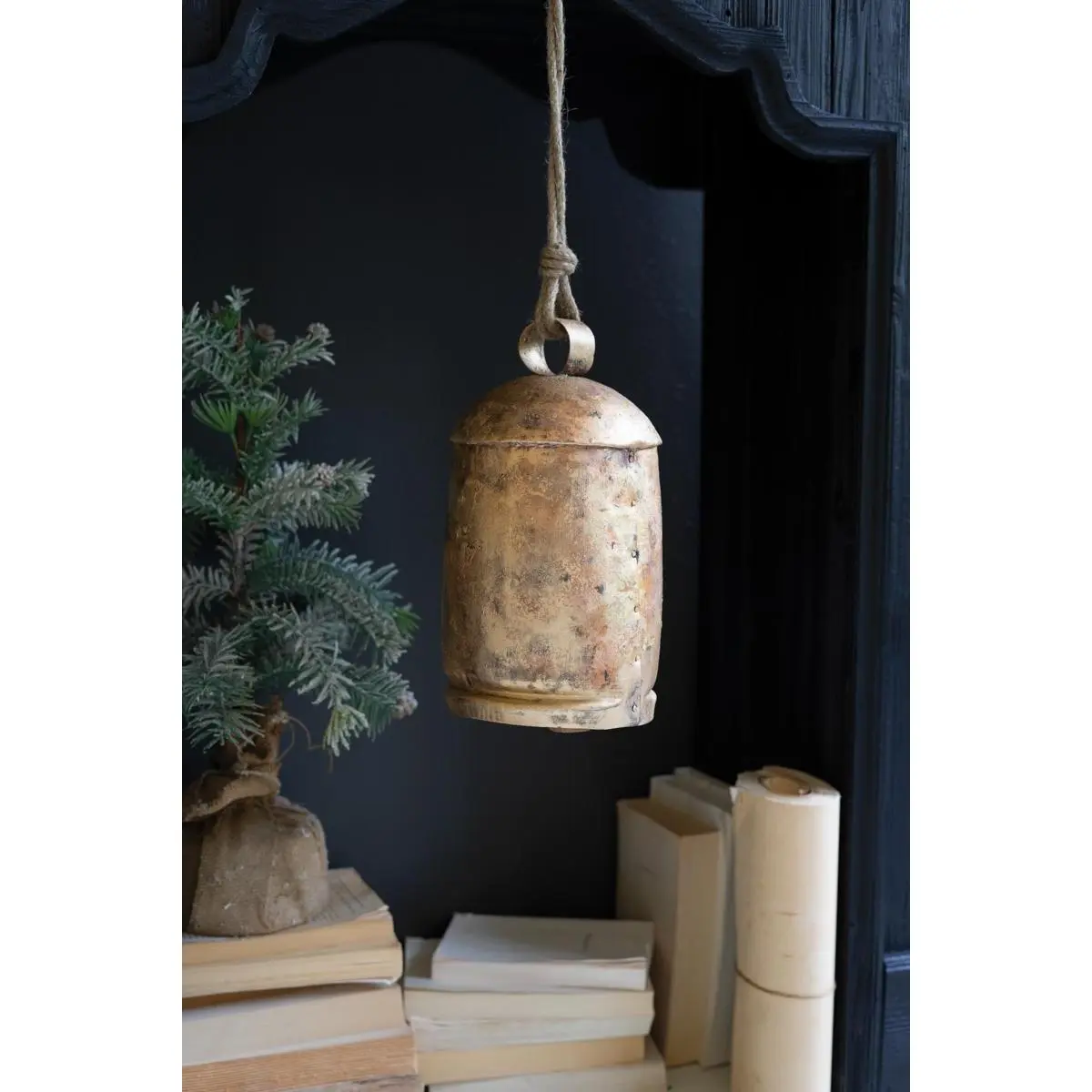 Large Antique Gold Christmas Bell 12"T (Pack Of 2)