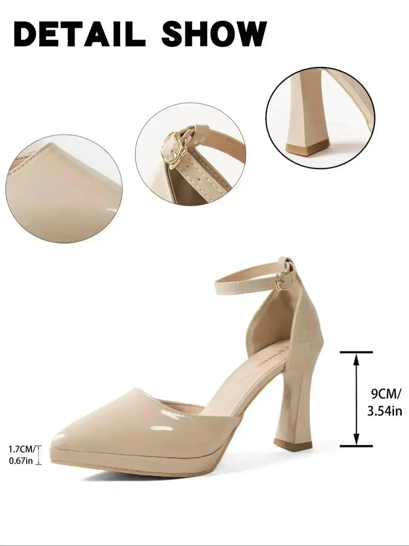 Women's Heel Single Shoe WP Plat Design Chic Simple Versatile Large Size Thick Sole Shoes Sleek 9cm Height Increase Pumps alluring kitten evening night out polished cocktail Style Basic Comfort Footwear stylish modern
