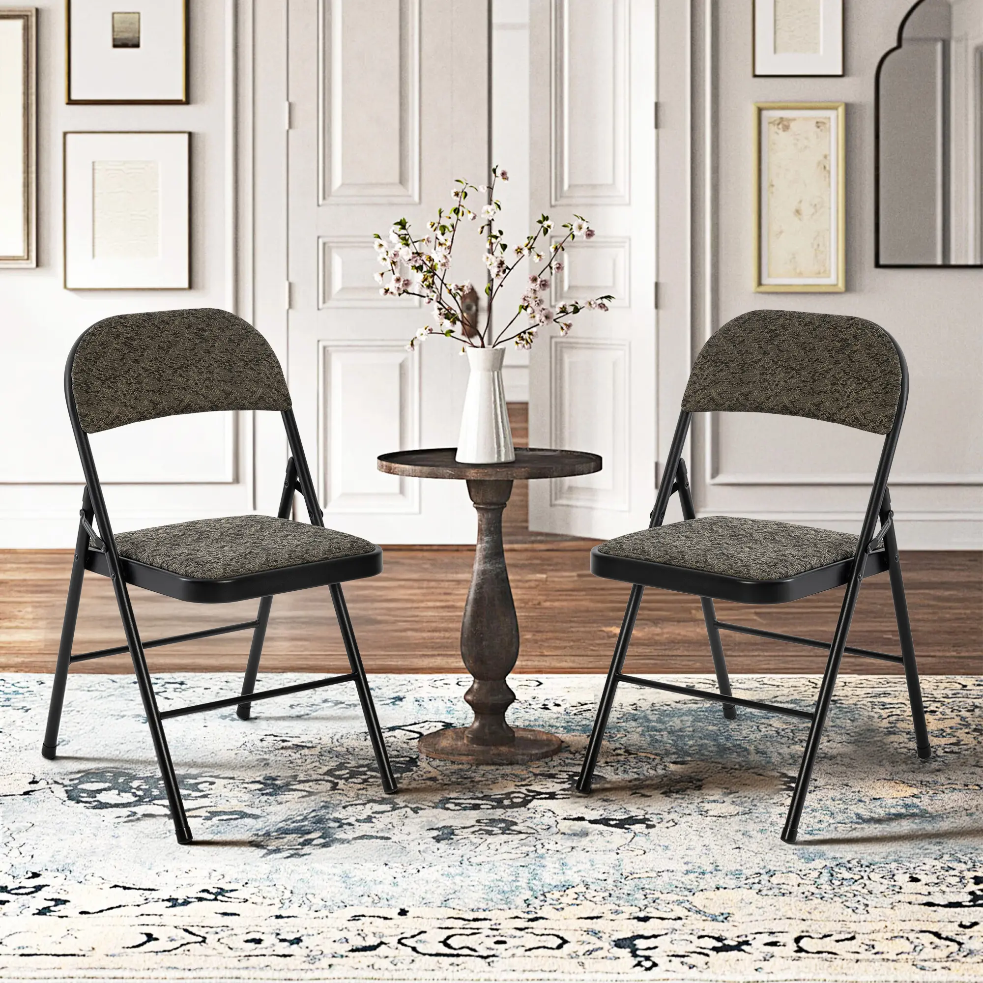 Folding Chairs, Fabric Dining Chair Set with Padded Cushion and Back, Indoor Outdoo Seat for Home Office Events Wedding Party