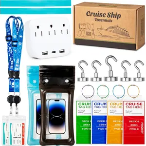 Mother Day Gift Cruise Essentials 2026 - Cruise Must Haves Kit with Non-Surge Protector Power Strip, Lanyard with ID Holder, Magnetic Hooks, Luggage Tag Set, Towel Bands, Waterproof Phone Holder - Travel Essentials