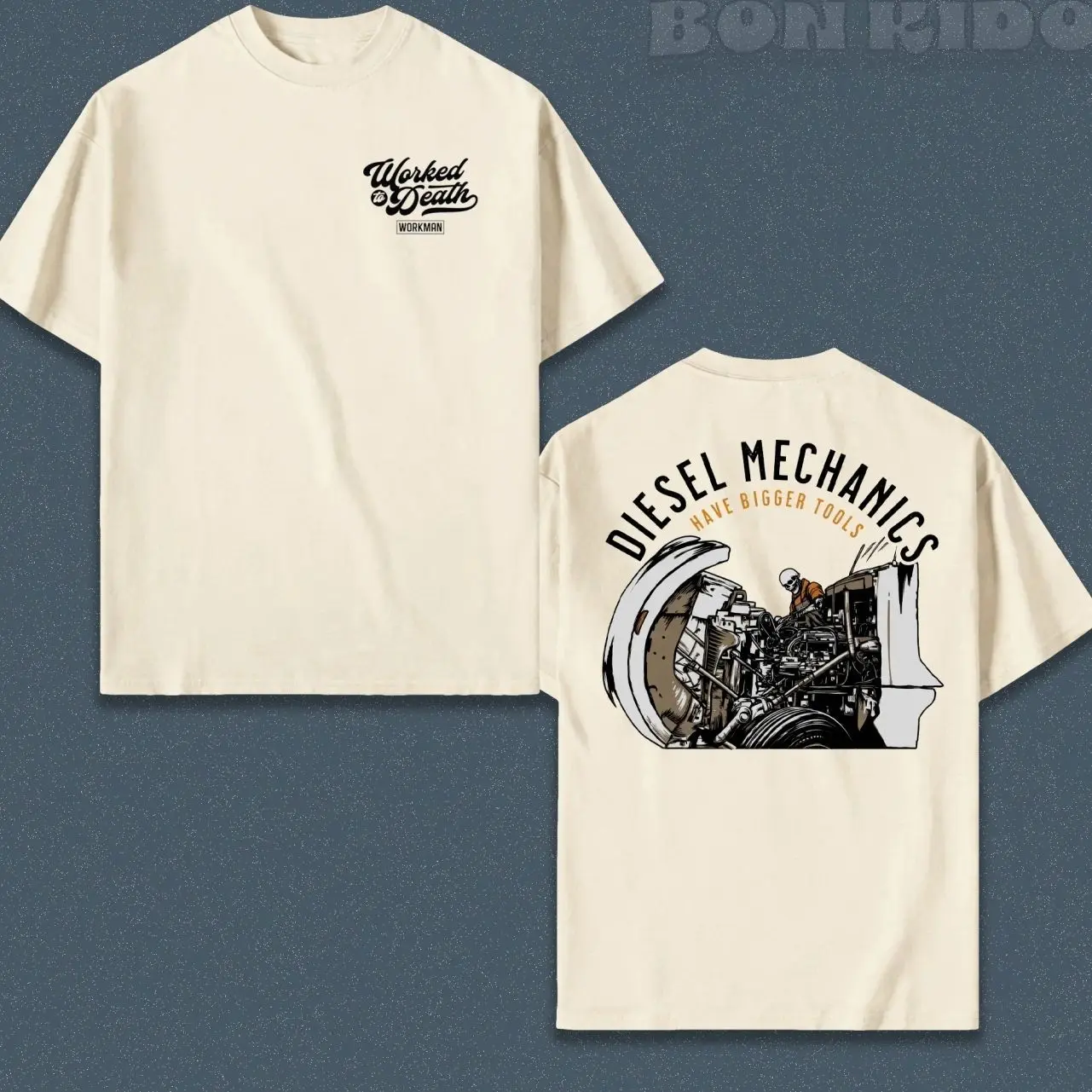 Diesel Mechanics Have Bigger Tools T-Shirt, Funny Heavy Equipment Graphic, 2 Sides Design, Soft Cotton Blend, Garage Gift for Men & Women QF8