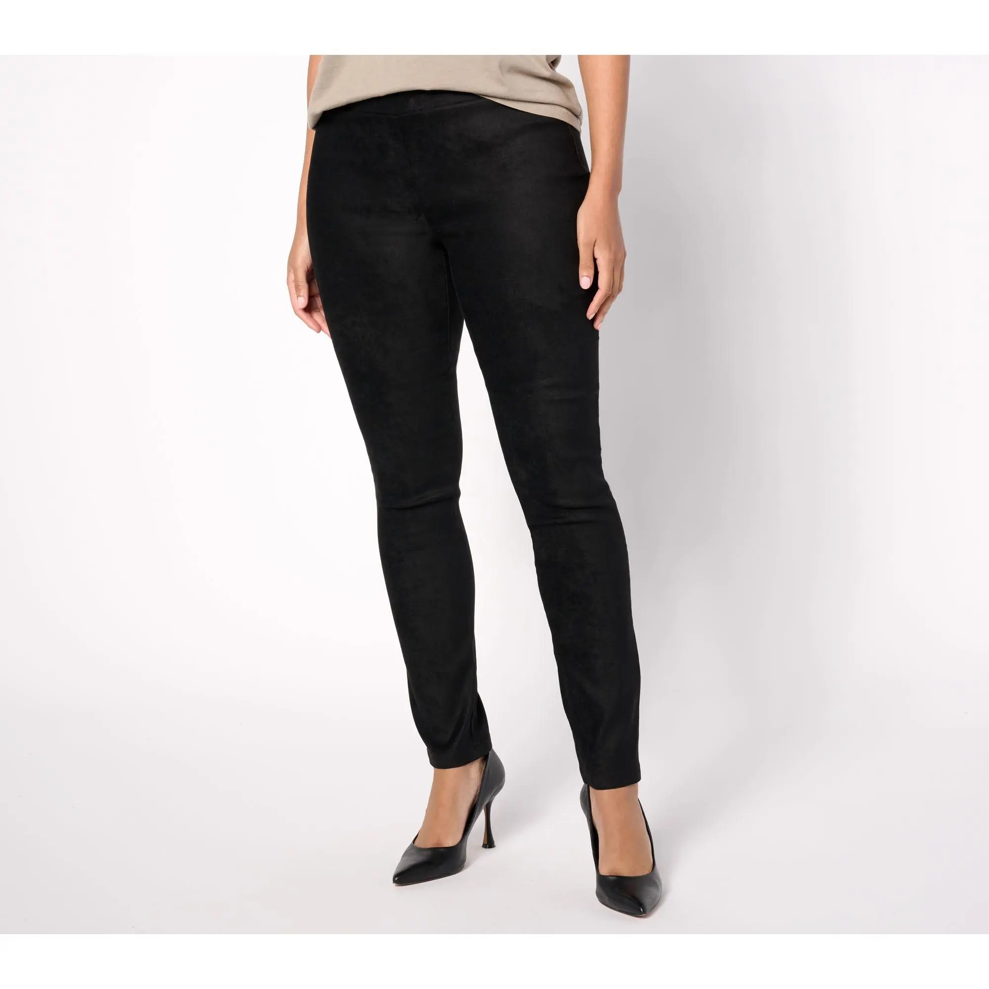 NYDJ Suede Pull On Basic Leggings-Black