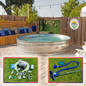 DELUXE: DIY Stock Tank Pool Pump Kit with Blue Water Vacuum