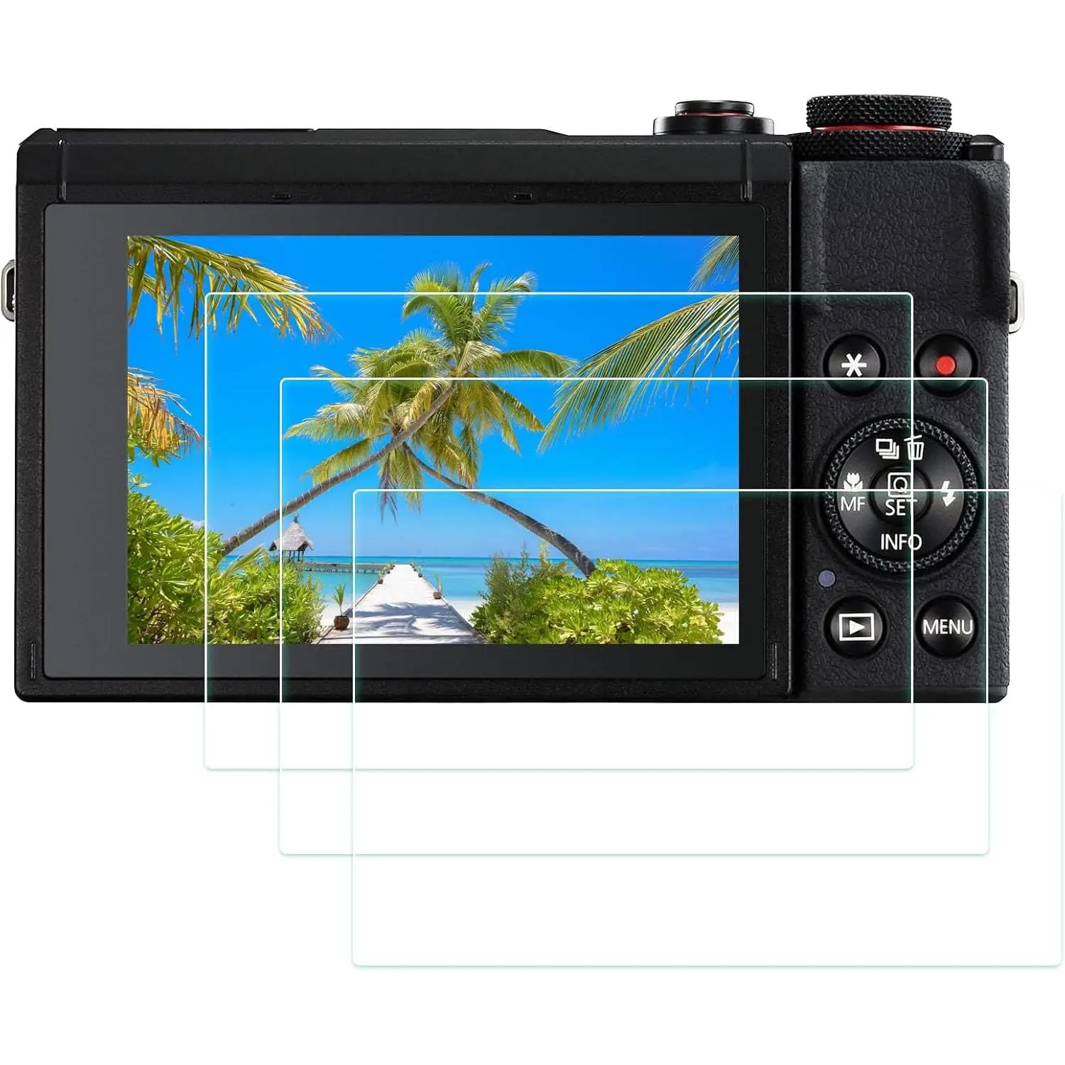 3-Pack Tempered Glass LCD Screen Protectors for Canon G7X Mark III Handheld Digital Camera, 0.3mm Thick, 9H Hardness, Anti-Scratch, Anti-Bubble, High Transparency, UV Protection, Silicone Adhesive, Casual Daily Protection Camera Accessory