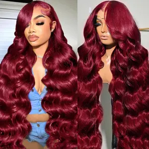 VIPbeauty 200% Density Burgundy Wig Human Hair 13x6 99j Body Wave Full Lace Front Wigs Human Pre Plucked 100% Real Human Hair No Synthetic Blend No Tangle No Shedding Triple Lifespan 3X