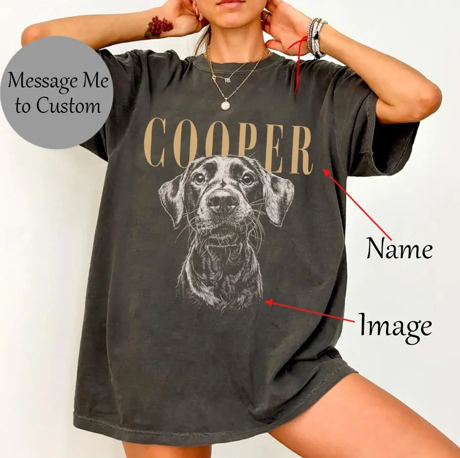 Message Me - Comfort Colors Custom Pet Photo And Name Y2k Graphic Tee, Personalized Pet Picture Dog Unisex T-Shirt - Perfect Gift for Fans