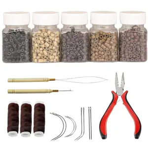 2515Pcs 5mm Hair Extentions Beads Tool , Silicone Lined Micro Rings Links, I Tip Weft Sew in and Hair Tinsel Beads for Hair Extensions - Home Improvement.