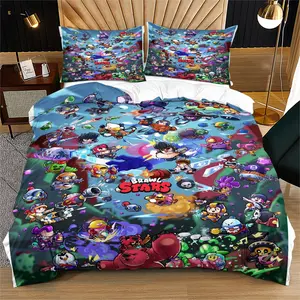 "Brawl Stars"pattern Duvet Cover Set,suitable for bedroom decoration bedding for teenagers and adults,gift for gaming enthusiasts,Including 1 Duvet Cover and 1 or 2 Pillowcases Without a Core and Pillow