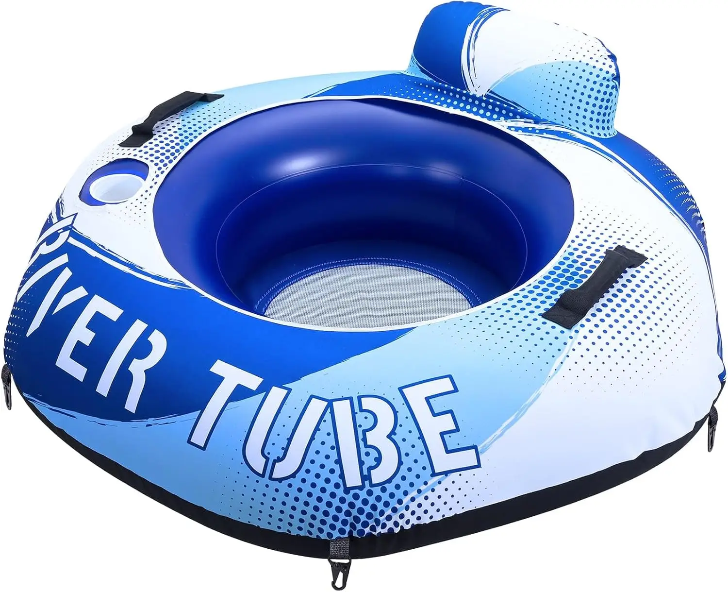 WERNNSAI Super Large Inflatable River Tube,  Double-Layer Protection Pool Float,, Built-In Cup Holder, 6 Connector Clips for Group Use, Ergonomic Backrest, Grab Handles & Mesh Bottom, Heavy-Duty Oxford, Lake River Rafting Beach Camping Vacation