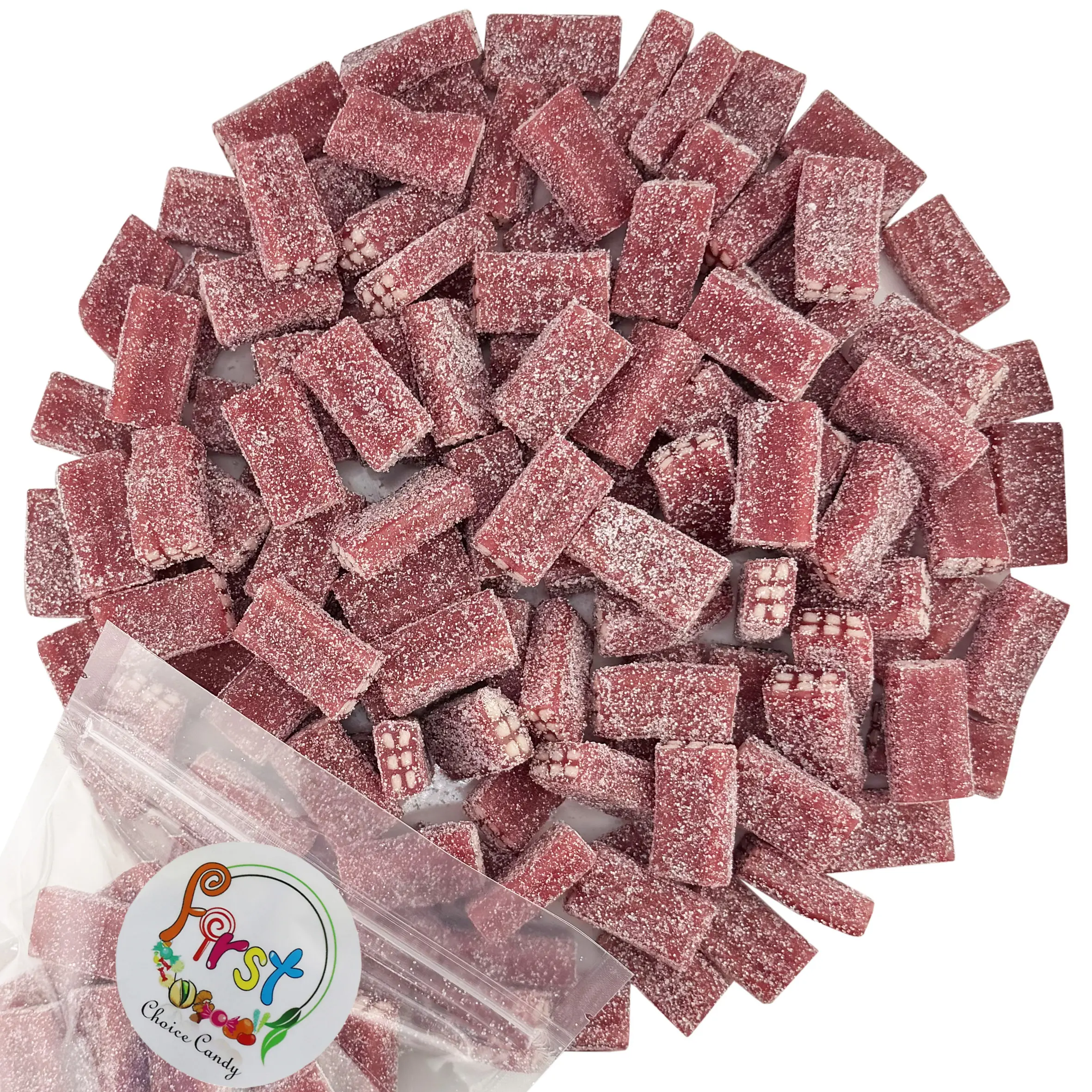 SOUR BLUE RASPBERRY BRICKS BITE SIZE GUMMY CANDY 2 LB BAG