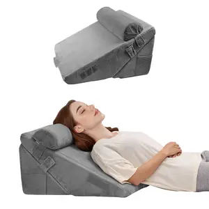 Orthopedic Bed Wedge Pillow Set, 3-Piece Adjustable Incline for Back, Leg, Neck Support, GERD and Sleep Posture Aid, Memory Foam Comfort, Hypoallergenic Cover, Ideal for Recovery, Pain Relief, and Elevation