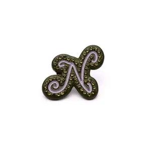 Green Pink Letter N Graphic Pin