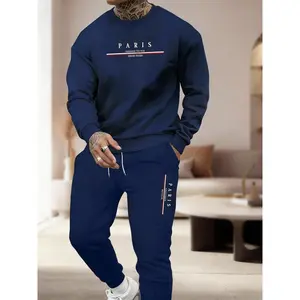 Men's Coordinated Tracksuit Set - Paris Graphic Crewneck & Joggers for Comfortable Daily Wear Urban Chic Style Ideal for Casual Outings