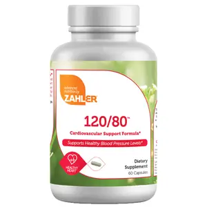Zahler 120/80 Cardiovascular Support Formula - Clinically Studied Ingredients for Healthy Blood Pressure Levels - 60 Capsules - Healthcare & Fitness