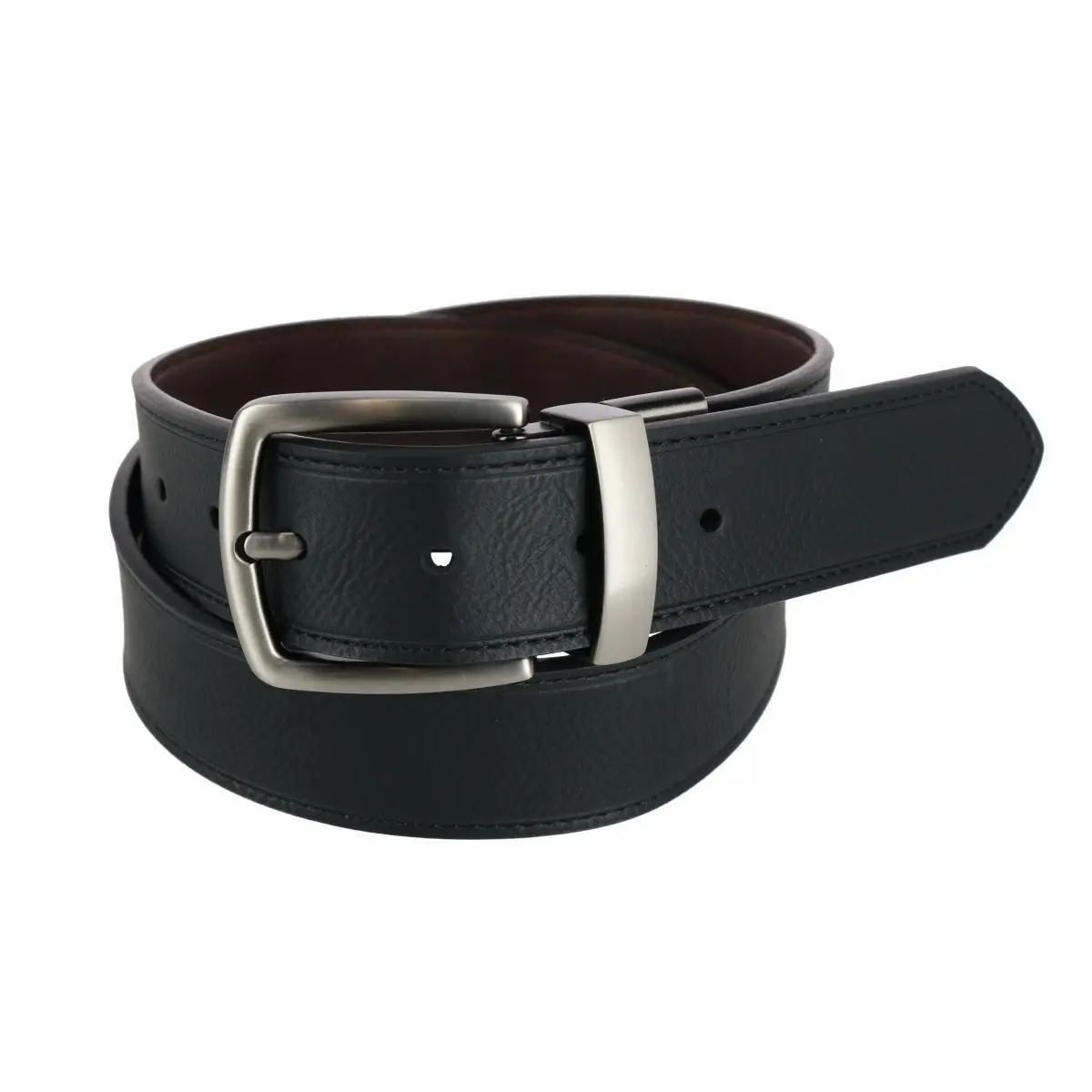 Columbia Men's Reversible Embroidered Faux Leather Belt - Business Casual Accessory with Adjustable Metal Embossed Buckle, Stitched Edge, Adjustable Metal Buckle, Business Casual Belt, Belts