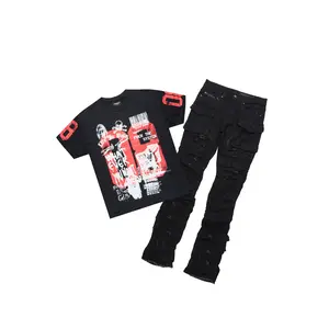Grill Black T-Shirt/Stacked Flare Jean Bundle