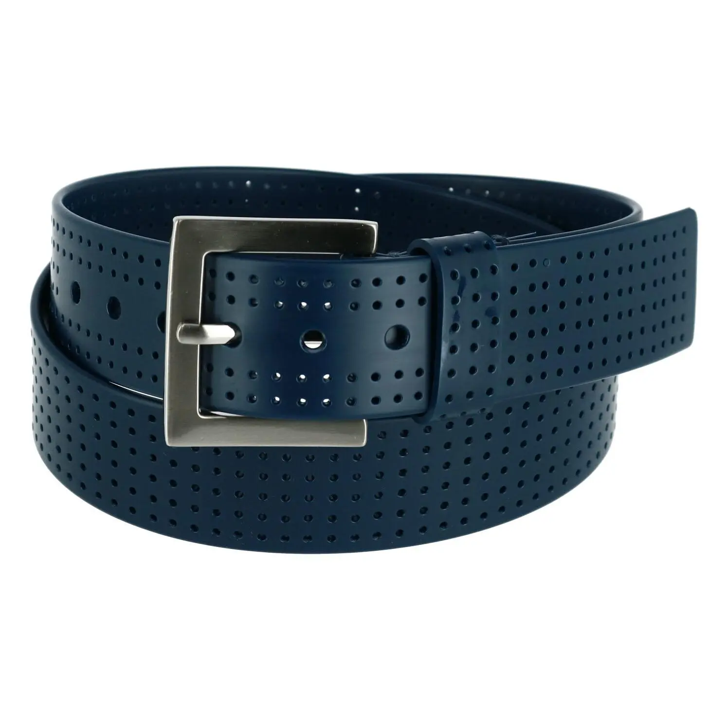 Pebble Beach Men's Heavy Duty Perforated Silicone Golf Belt with Adjustable Metal Buckle, Water Resistant with Stretch, Adjustable Buckle, Fashionable Metal Buckle