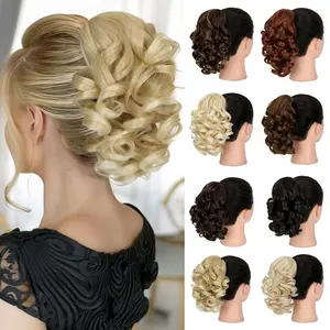 Lansigreen Ponytail Extensions 9inch Short Curly Claw Clip Ponytail Jaw Clipin Pony tails Hair Extension Synthetic Hairpiece for Women Daily Party Summer Vibes long